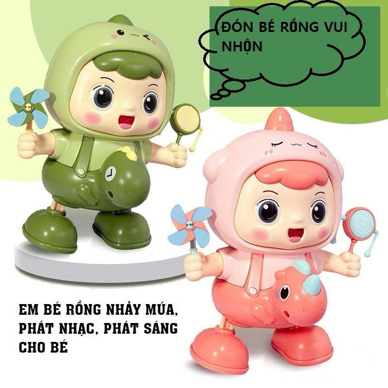 Đồ chơi âm nhạc em bé rồng nhảy múa phát sáng dễ thương 