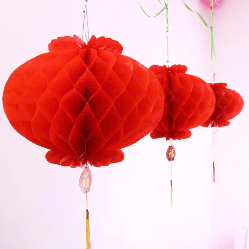Set 10 đèn lồng đỏ trang trí lễ hội tết size 15cm 