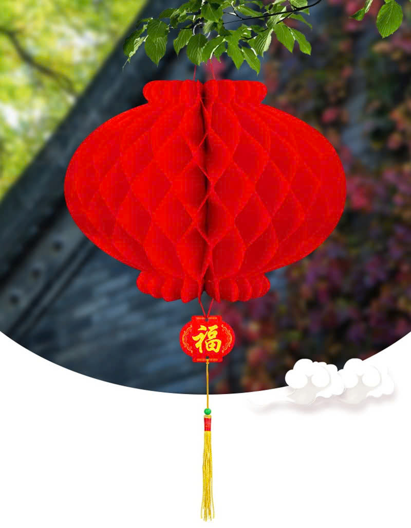Set 10 đèn lồng đỏ trang trí lễ hội tết size 15cm 