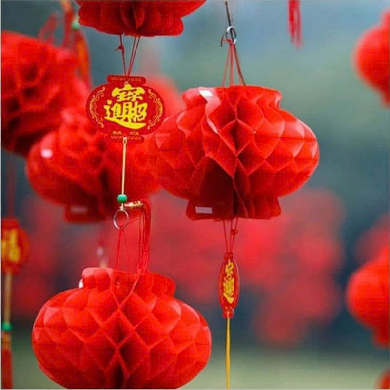 Set 10 đèn lồng đỏ trang trí lễ hội tết size 20cm