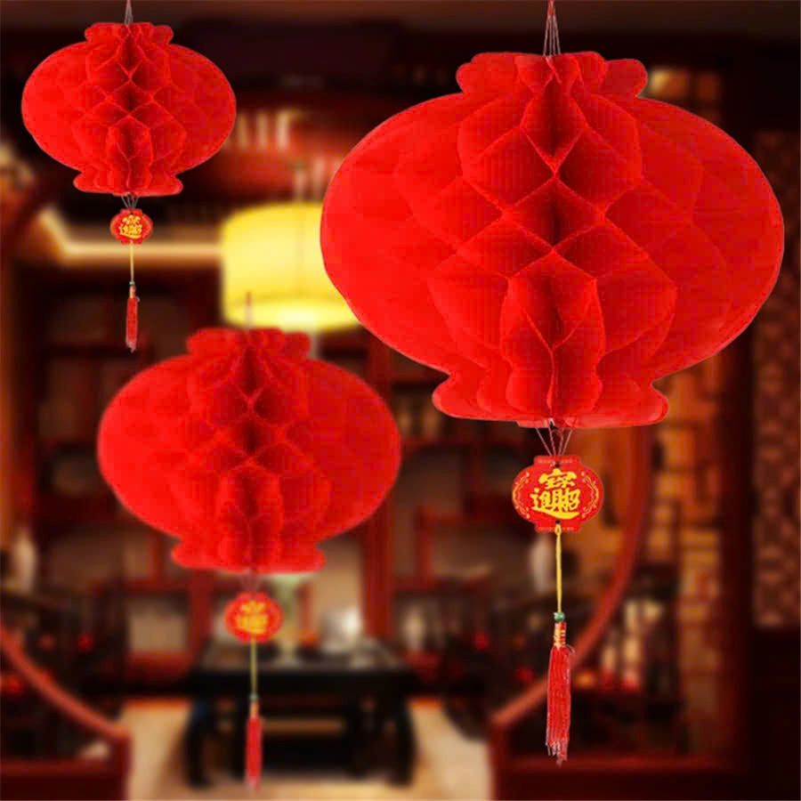 Set 10 đèn lồng đỏ trang trí lễ hội tết size 30cm