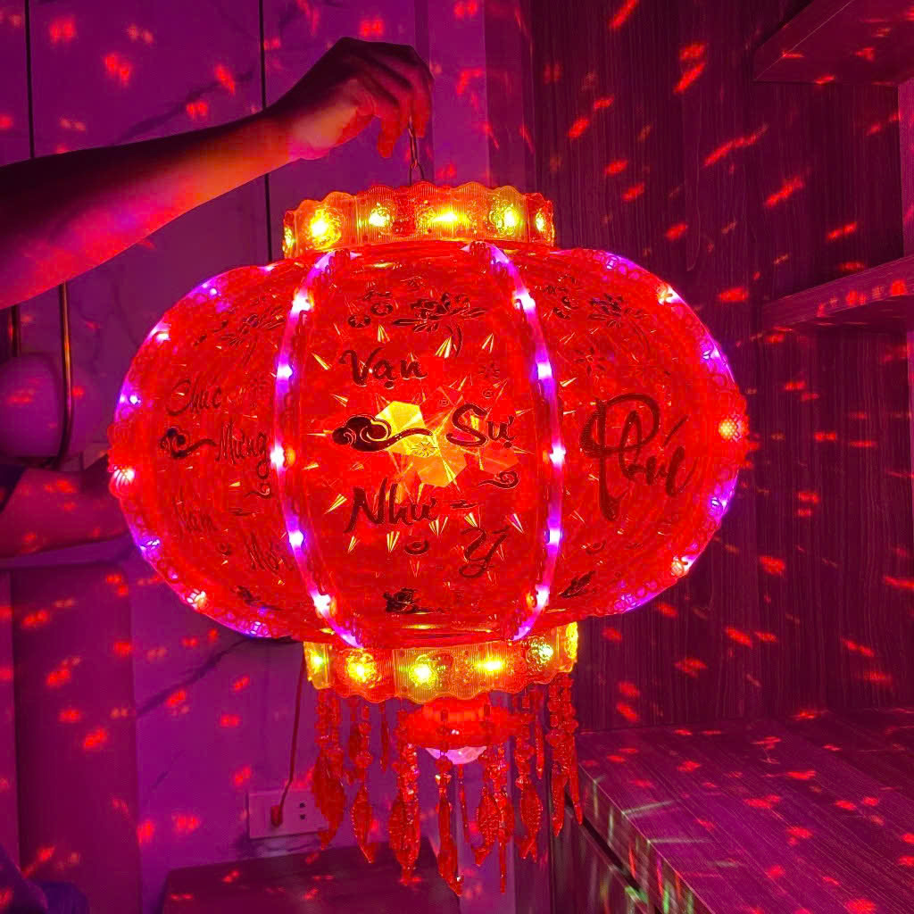 Lồng đèn điện xoay 360 độ trang trí tết size 50cm