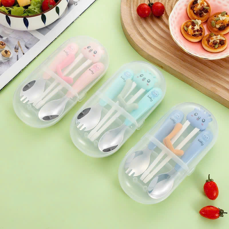 Bộ 3 muỗng nĩa đũa tập ăn an toàn cho bé