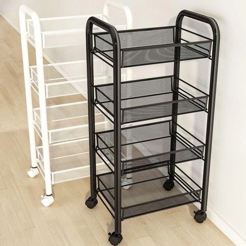 Kệ đa năng khay lưới thép 4 tầng có bánh xe tiện lợi