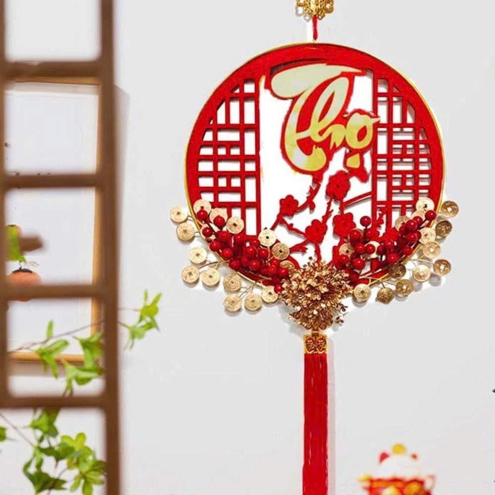 Vòng treo chữ Tết Phúc Lộc Thọ đồng xu