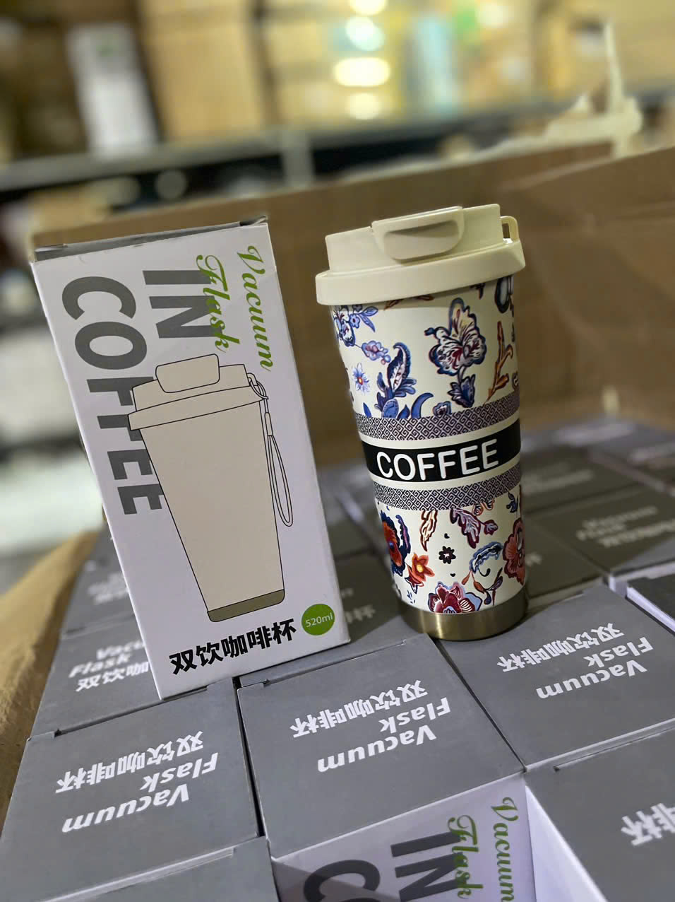 Ly giữ nhiệt Coffee hoạ tiết hoa lá phong cách CHAGEE 500ML 