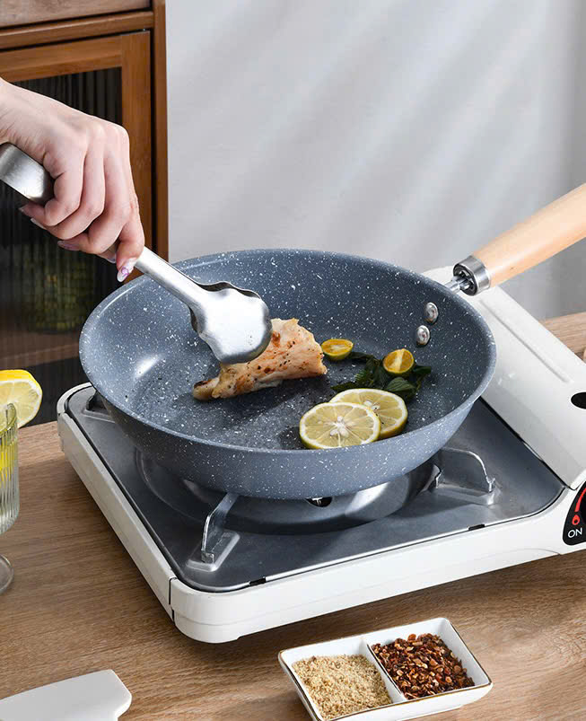 Chảo đáy từ vân đá chống dính 20cm có tay cầm chịu nhiệt 
