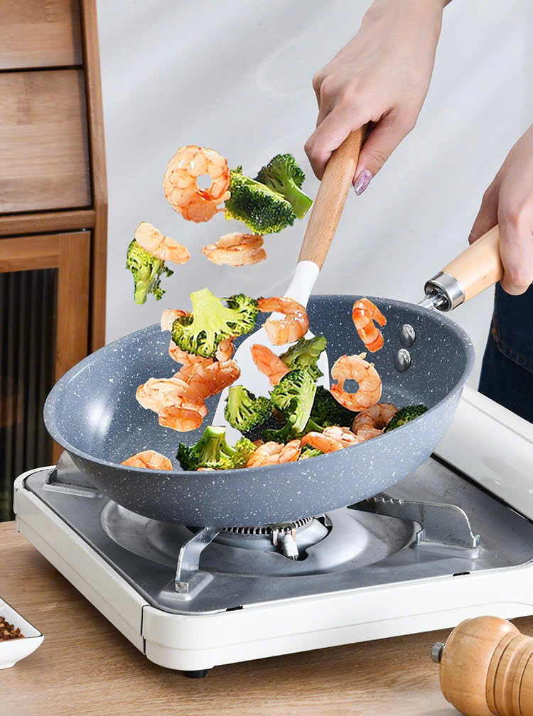 Chảo đáy từ vân đá chống dính 20cm có tay cầm chịu nhiệt 