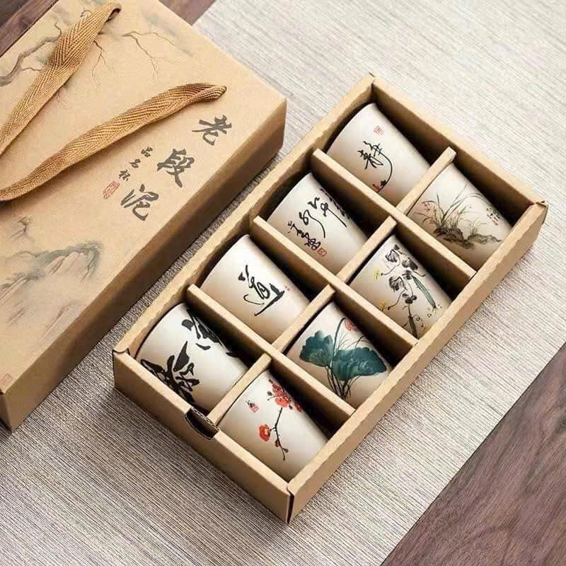 Bộ 8 cốc uống trà tử sa 4 mùa