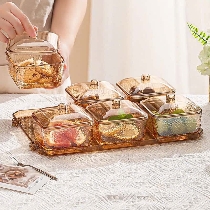 Bộ 6 khay mứt vuông màu hổ phách nhám sang trọng