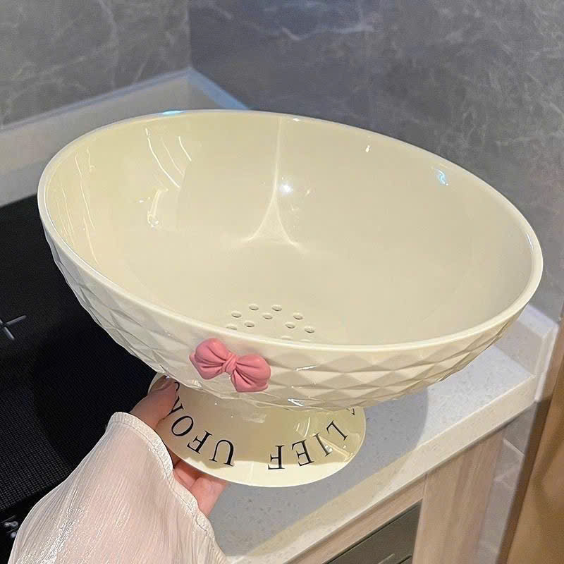 Khay mứt trắng đựng trái cây kèm nơ sang trọng 