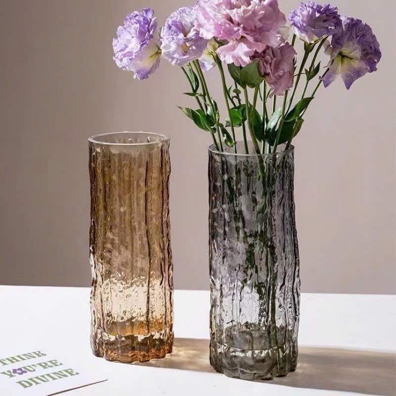 Bình hoa thuỷ tinh kiểu vân sông băng decor sang trọng