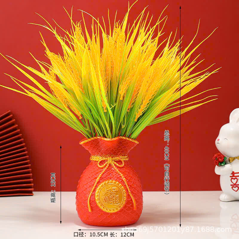 Bình hoa Lúa Nhựa trang trí Tết chiêu tài lộc 