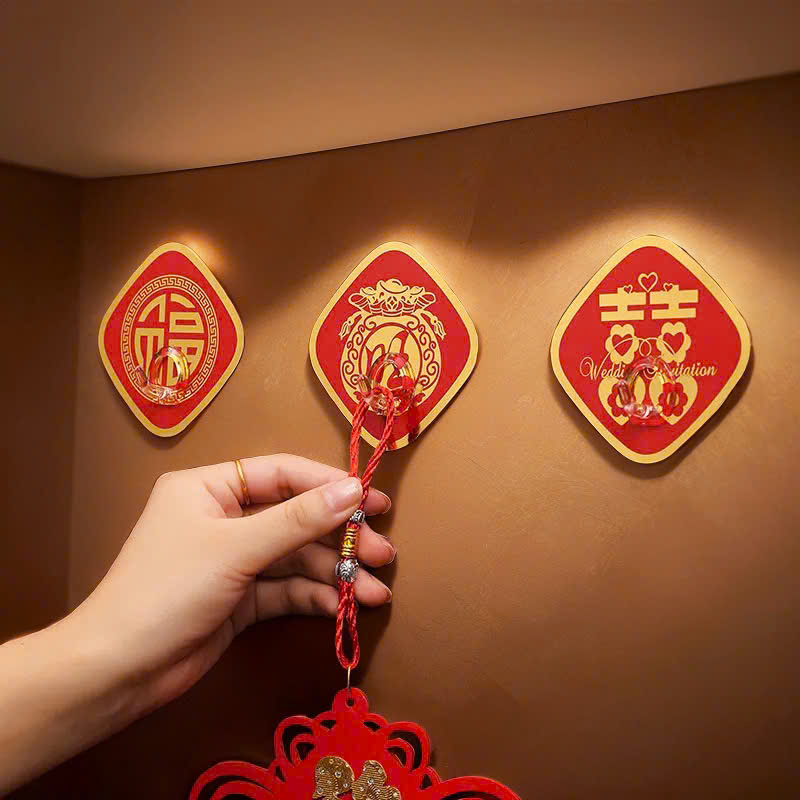 Set 10 móc dán tường siêu dính hình túi tài lộc đỏ
