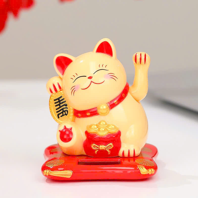 Mèo thần tài vẫy tay chiêu tài lộc năng lượng mặt trời