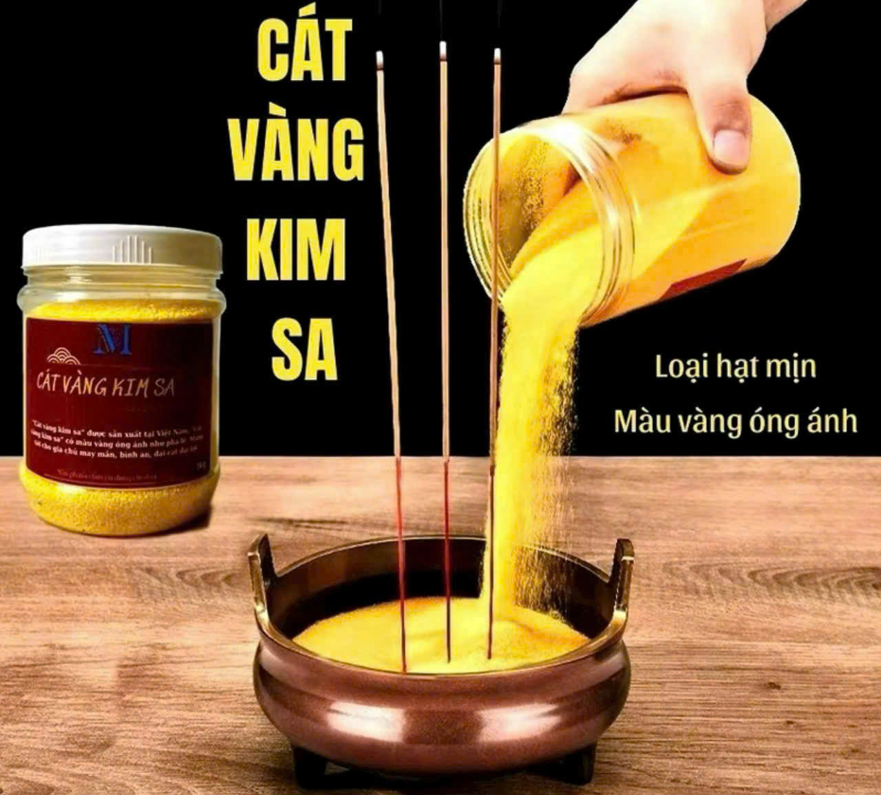 Hũ 1kg cát vàng kim sa để lư hương
