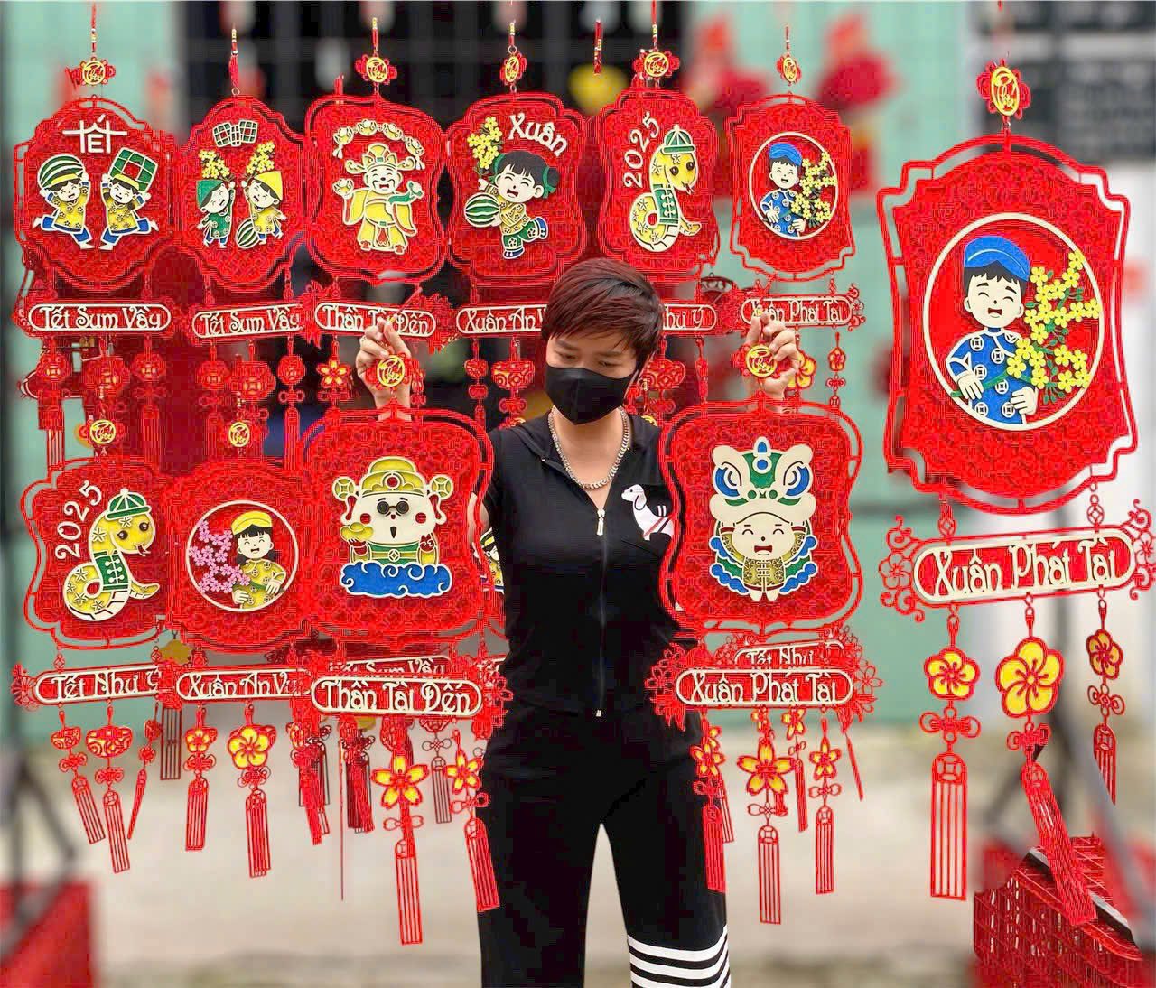 Liễn nhung hình vuông trang trí Tết Xuân An Khang