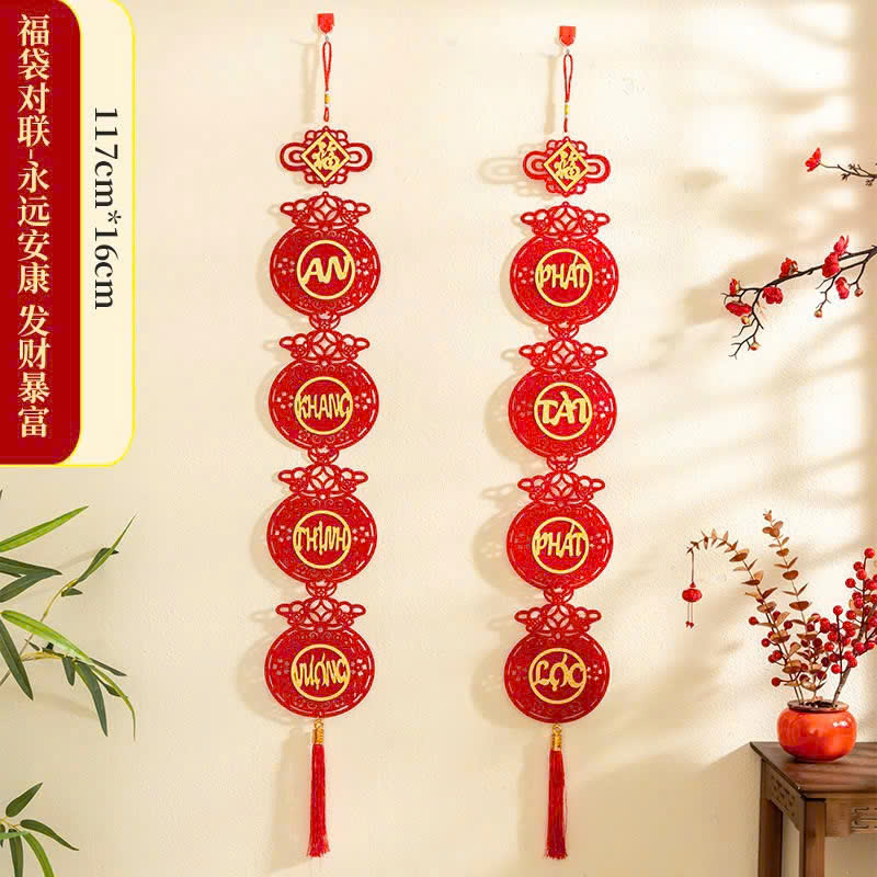 Set 2 câu đối trang trí tết treo cửa 2025 