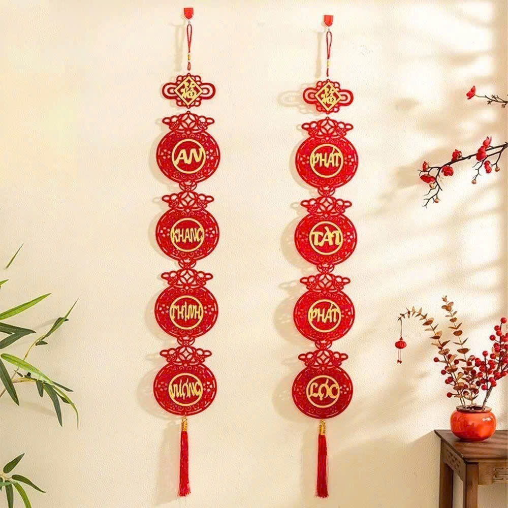 Set 2 câu đối trang trí tết treo cửa 2025 