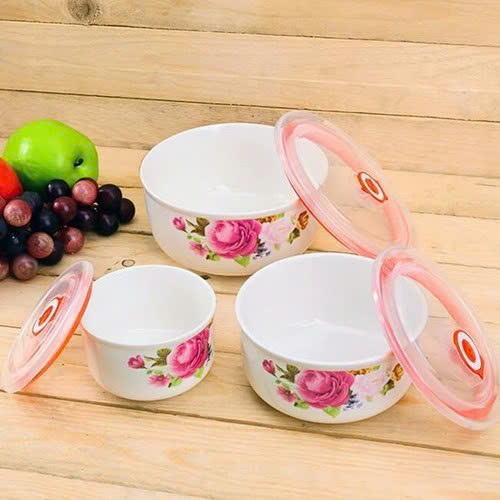 Bộ 3 thố sứ có nắp hút chân không cao cấp