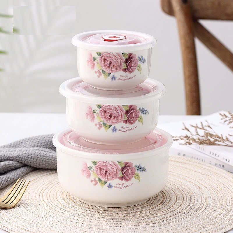 Bộ 3 thố sứ có nắp hút chân không cao cấp