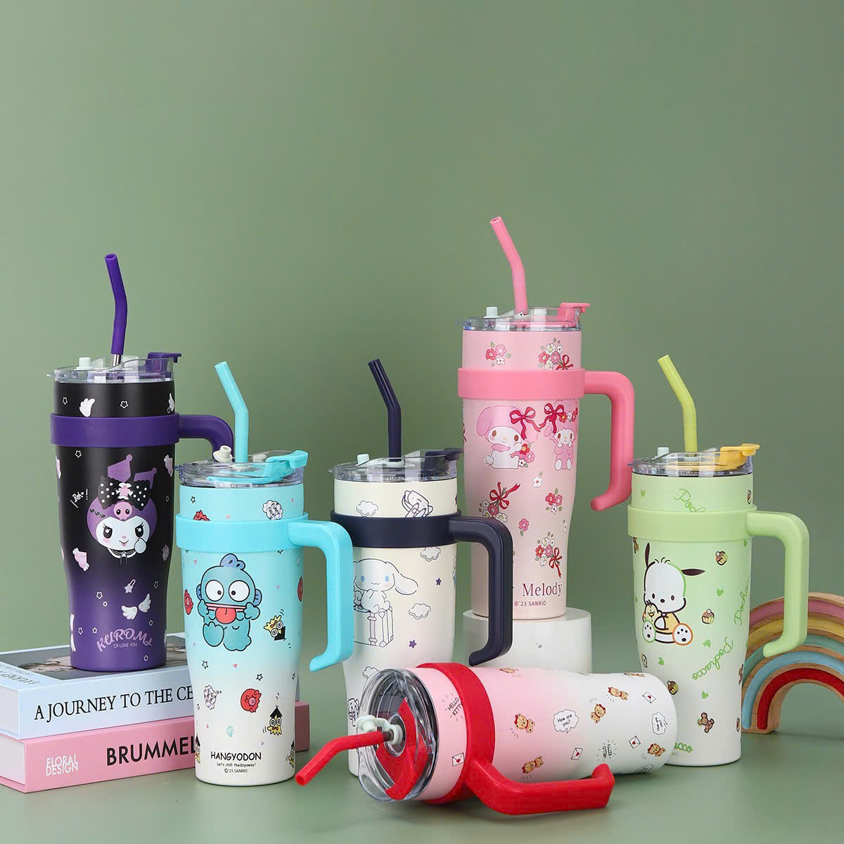 Ly giữ nhiệt NHÁM HOẠT HÌNH có quai cầm 850ml BDN003