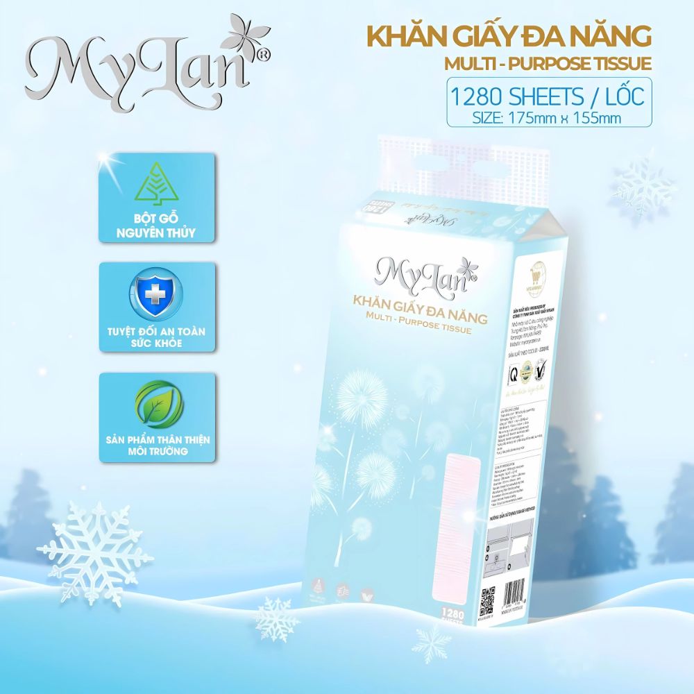 Thùng 10 gói khăn giấy đa năng mềm mượt MyLan 1280 tờ
