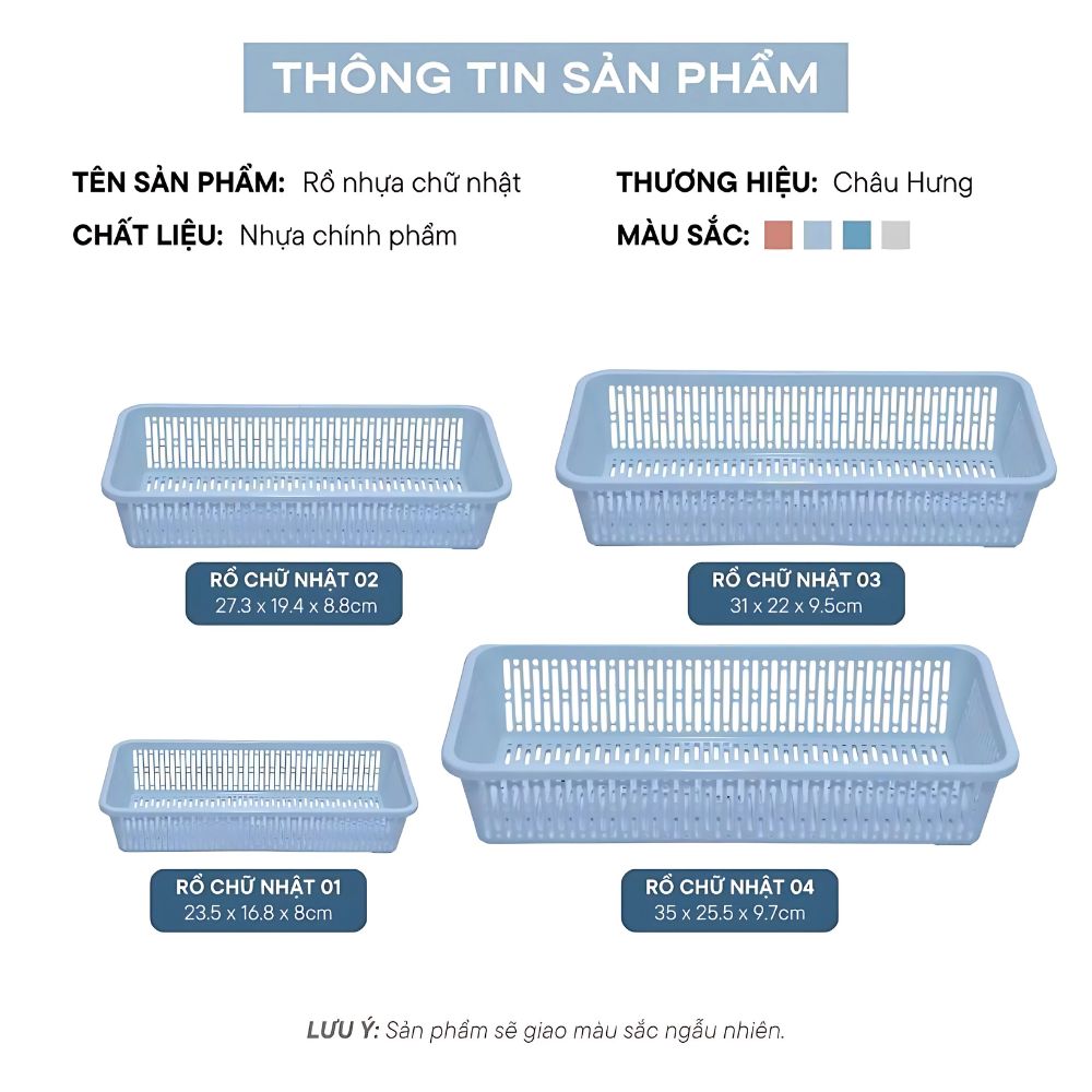 Rổ Vuông Dài Trung Châu Hưng RVD-002