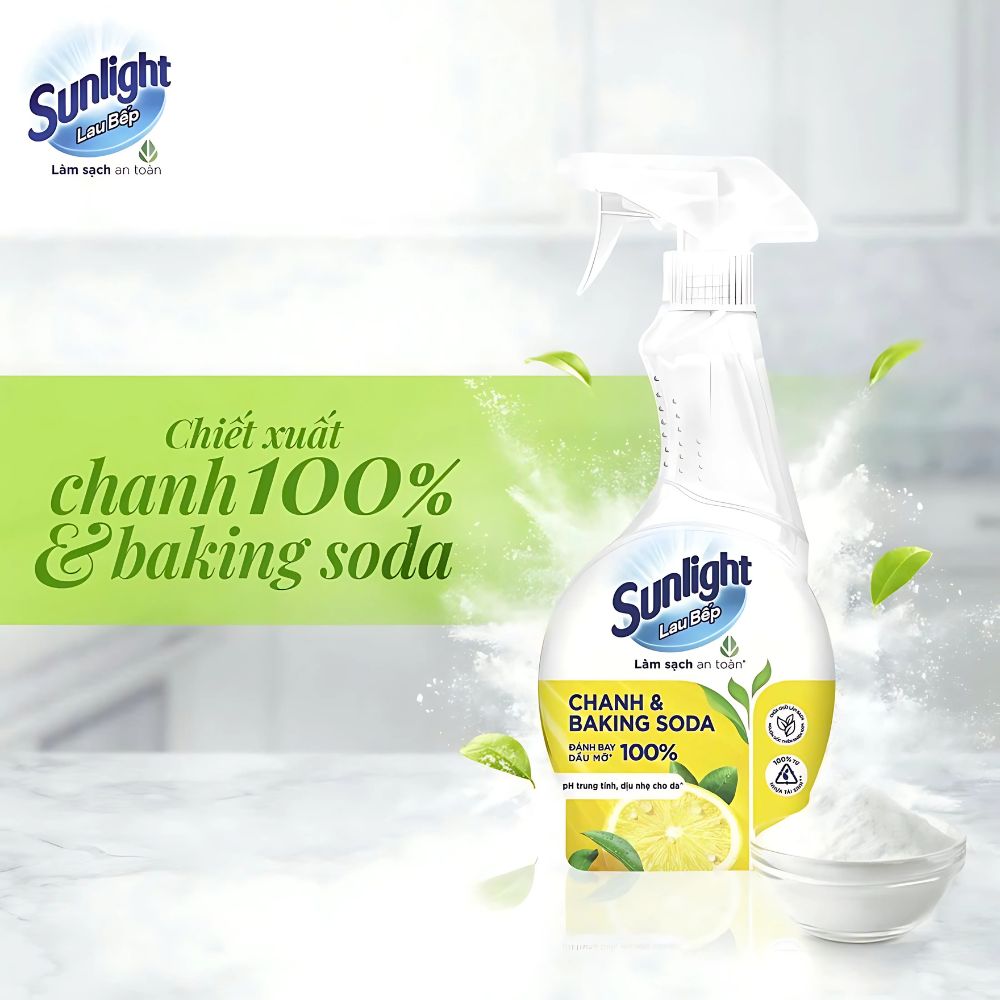 Nước lau bếp Sunlight chanh & baking soda chai 500ml