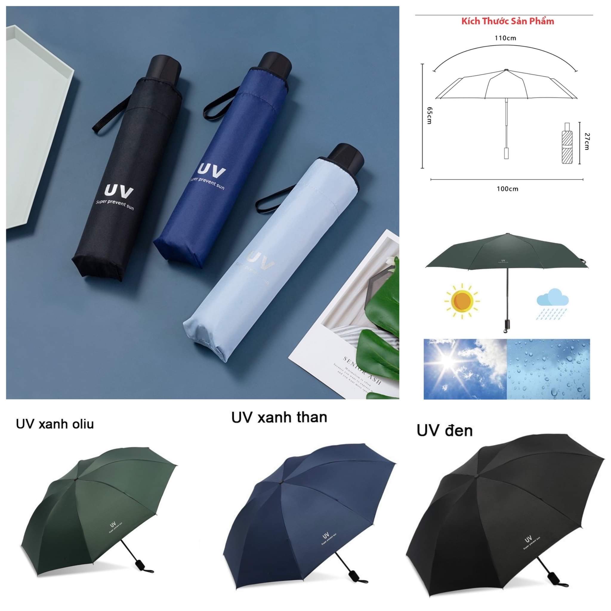 Ô dù che nắng chống tia UV gấp gọn - Linh Kiện Khánh Nhân Ô Dù Che Nắng Chống Tia Uv Gấp Gọn - Linh Kiện Khánh Nhân