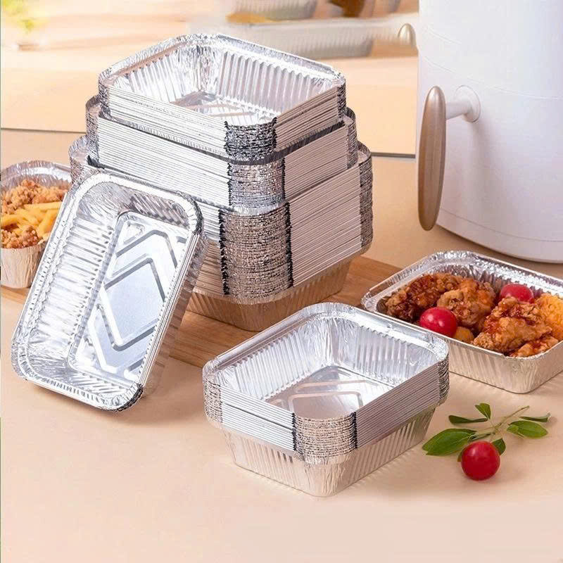 Set 10 khay giấy bạc hình chữ nhật sâu lòng 700ml