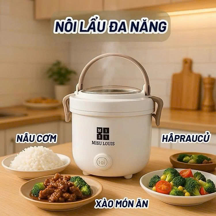 Nồi lẩu điện mini đa năng kèm xưởng hấp Misu Louis 2.5L