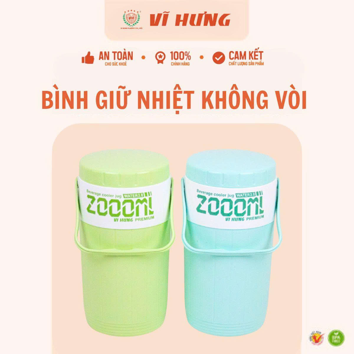 Bình giữ nhiệt tròn có quai xách không vòi 2L 3754 VH
