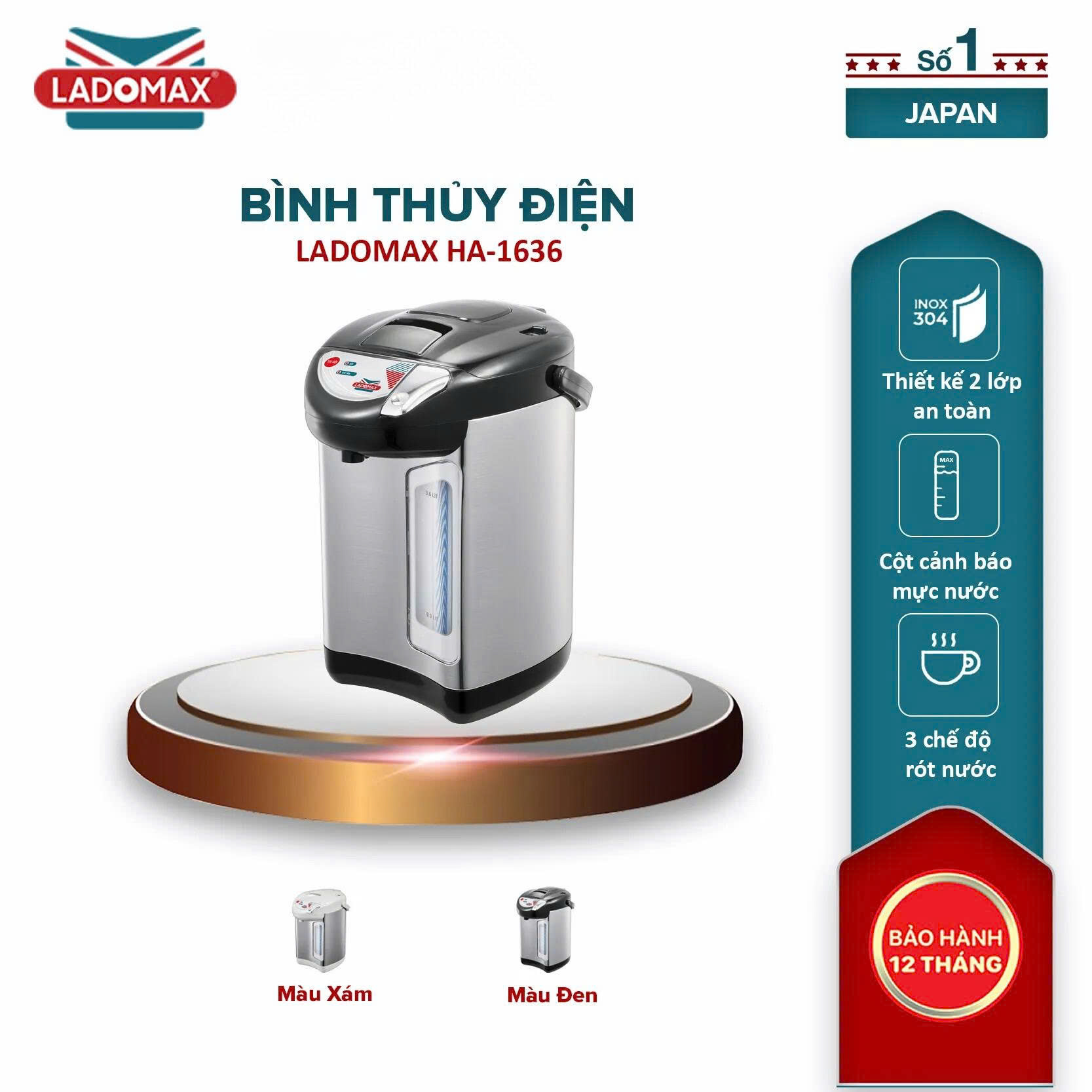Bình thủy điện Ladomax 3.6L HA-1636