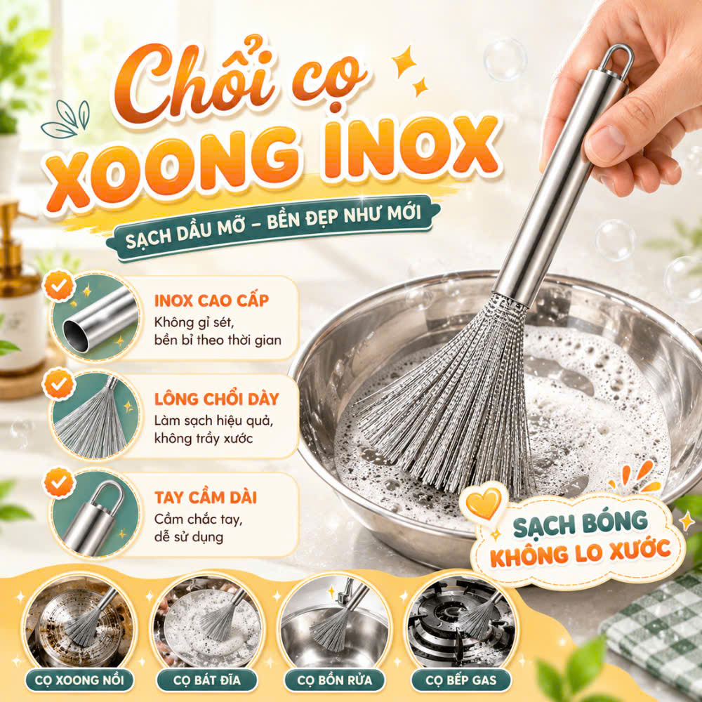 Chổi inox cọ xoong nồi chuyên dụng cao cấp