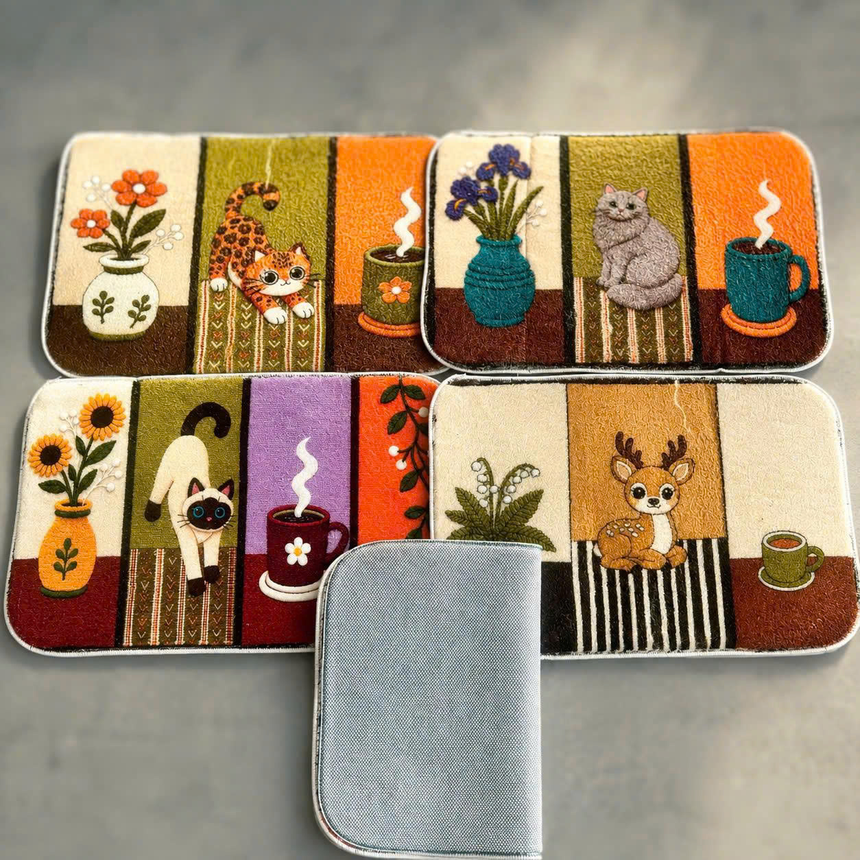 Thảm lau chân lông cừu thấm hút hình Vintage