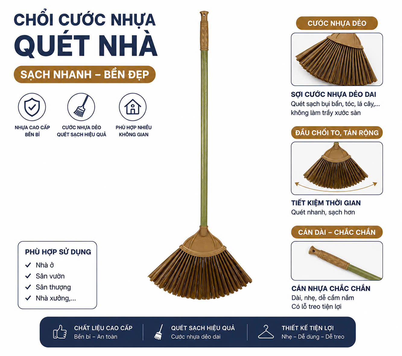 Chổi cước nhựa quét nhà, quét nước siêu bền