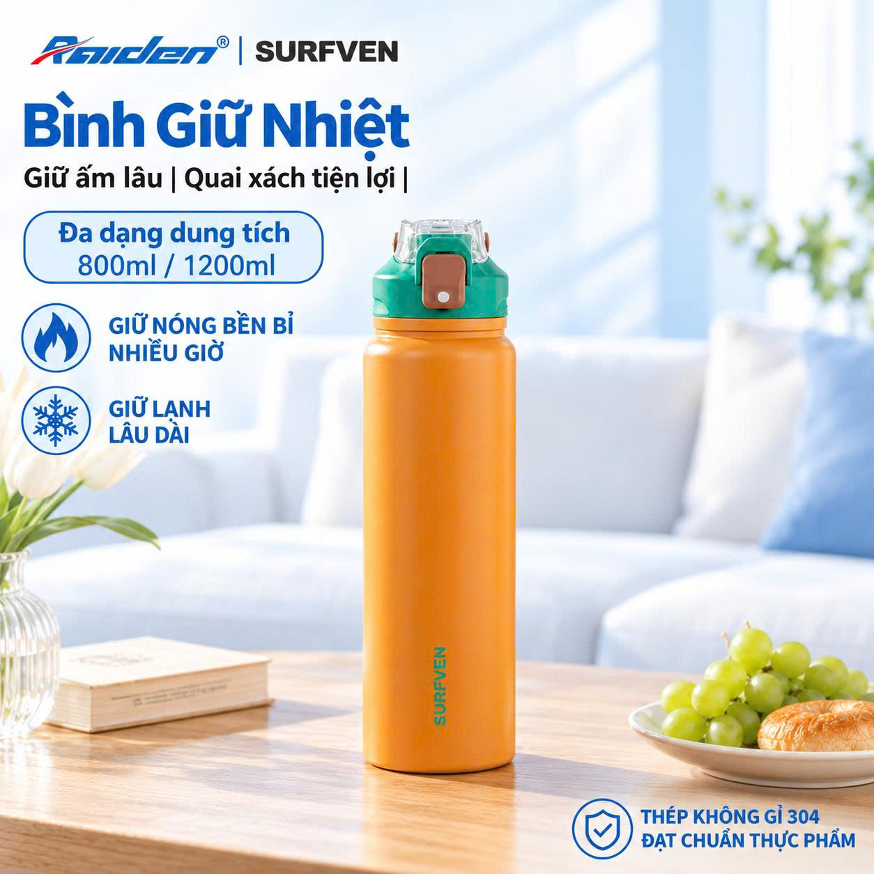 Bình giữ nhiệt nắp bật SURFVEN 800ml SFD-2480