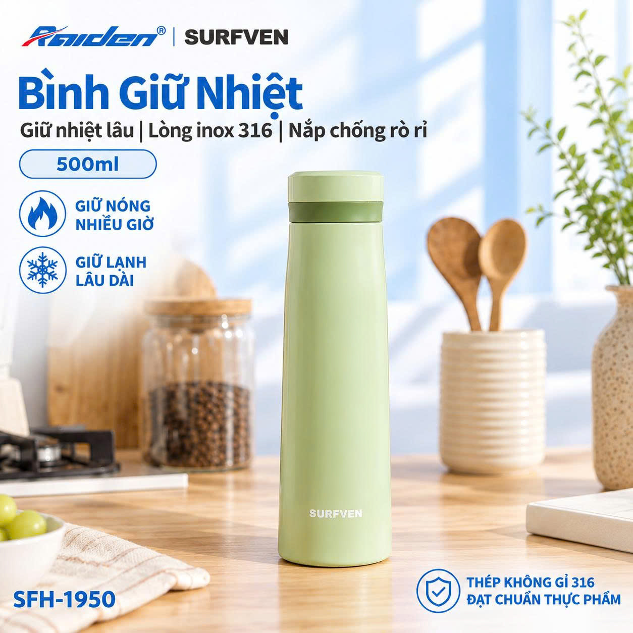 Bình giữ nhiệt hình trụ SURFVEN 500ml SFH-1950