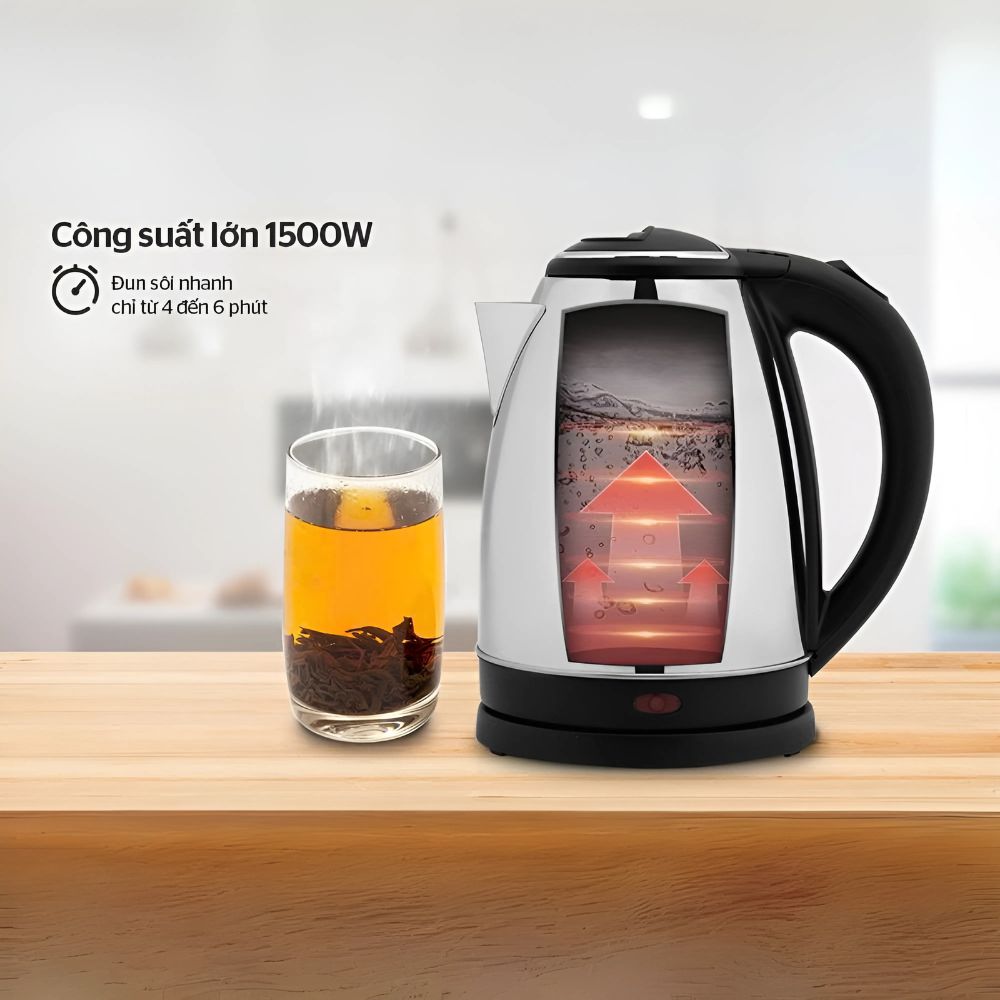Ấm siêu tốc inox 1.8L Happy Time HTD1022