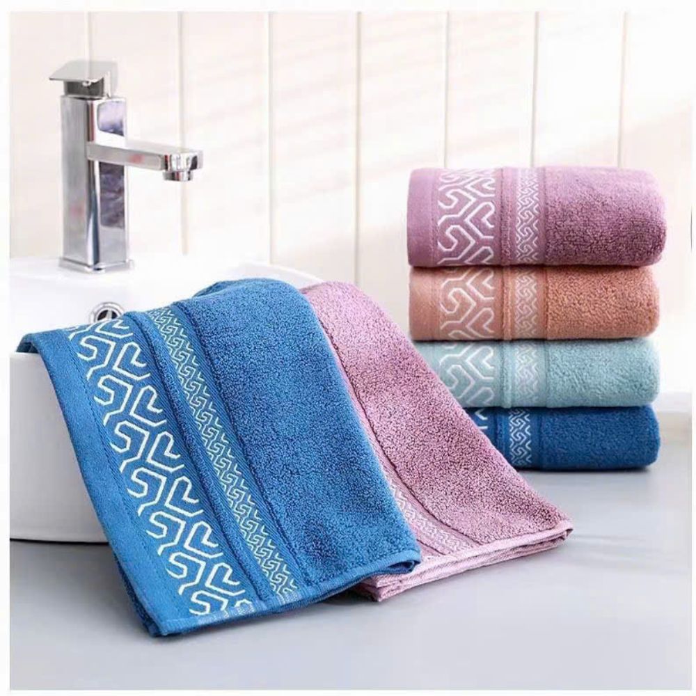 Khăn gội đầu cotton cao cấp chạm màu 35x75cm