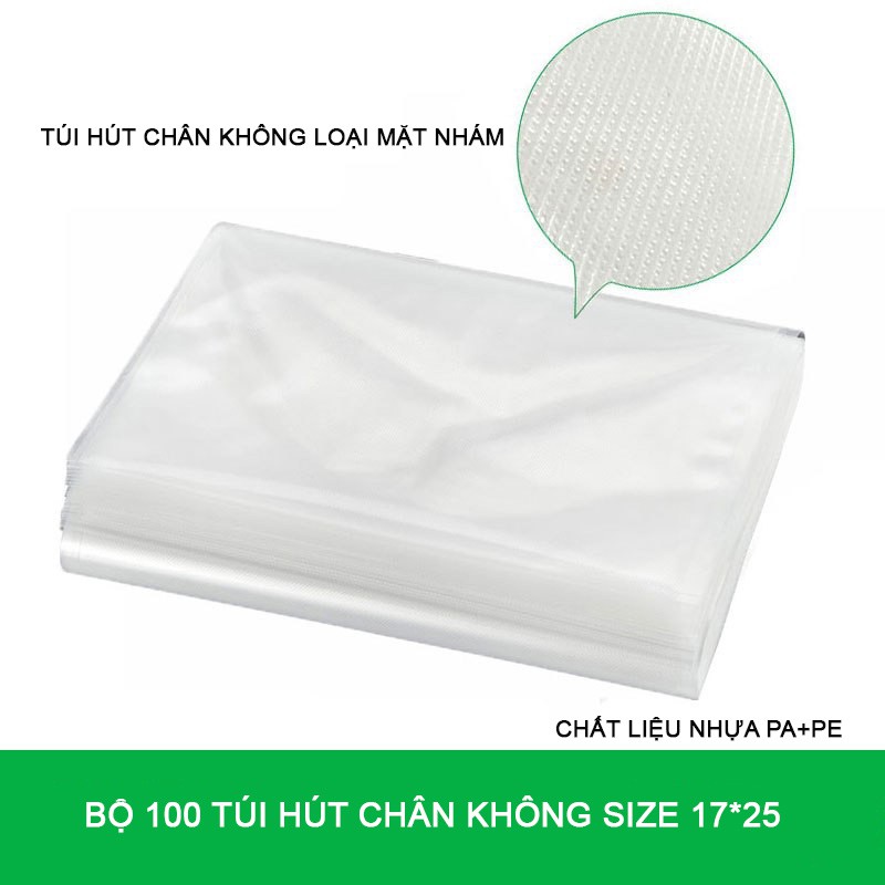 Set 100 túi hút chân không đủ size 25*17 chuyên dụng