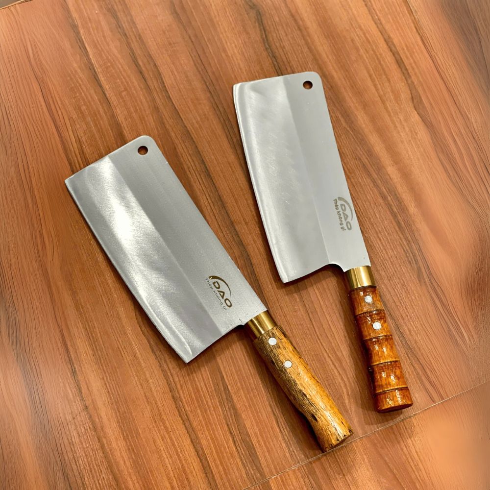 Dao chặt xương Đa Sỹ bằng thép không gỉ ốp cán gỗ 6 lạng
