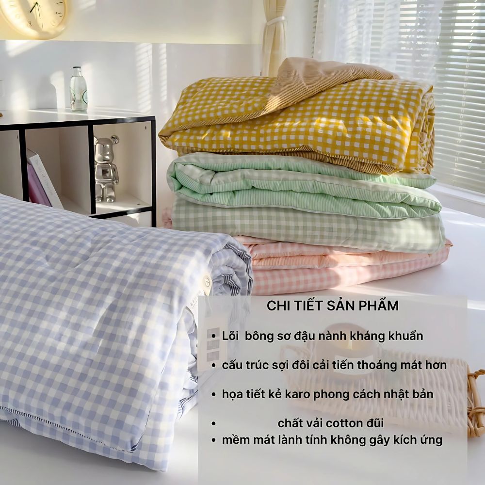 Chăn đũi hè caro Muji Basic 2mx2m3