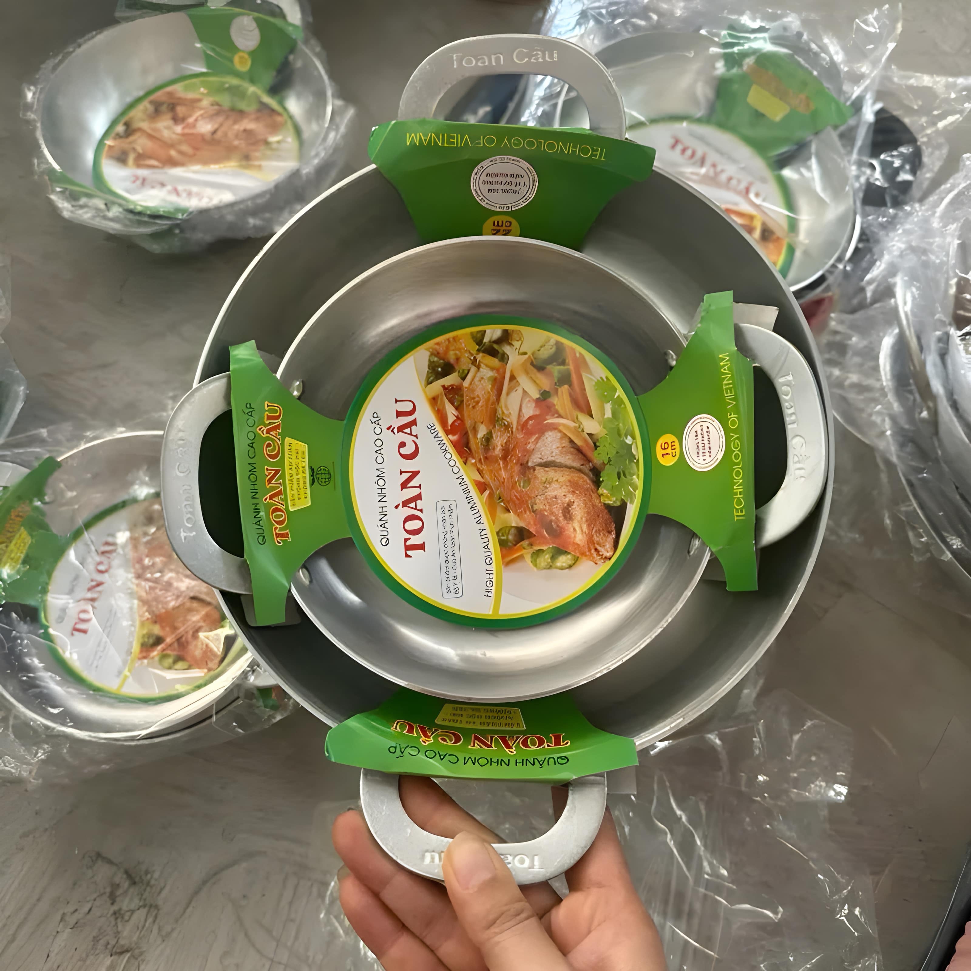 Set 3 chảo nhôm chống dính cao cấp Toàn Cầu size 16cm-18cm-24cm