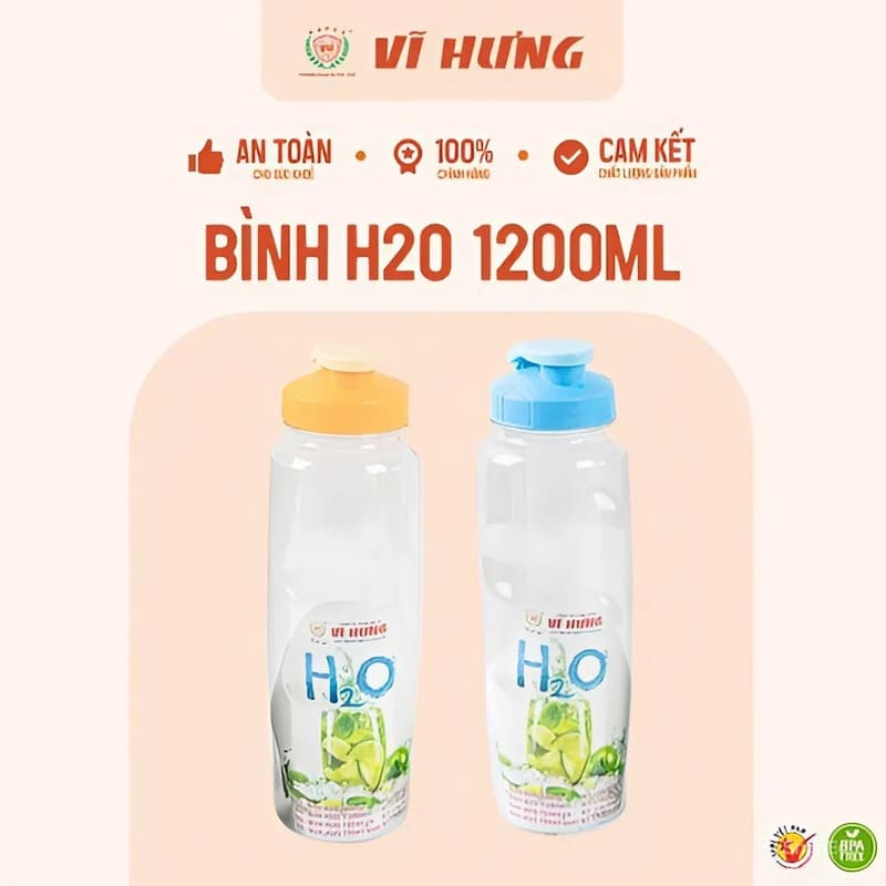 Bình đựng nước học sinh H2O 1200ml VH