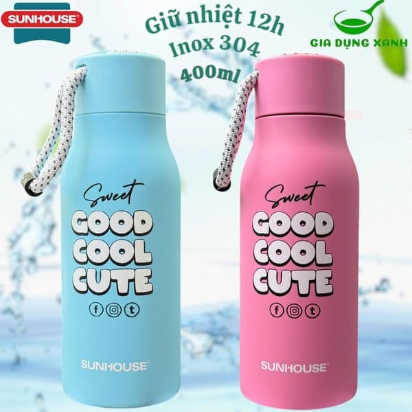 Bình giữ nhiệt School 400ml Sunhouse KS-TU400SP/ KS-TU400SB