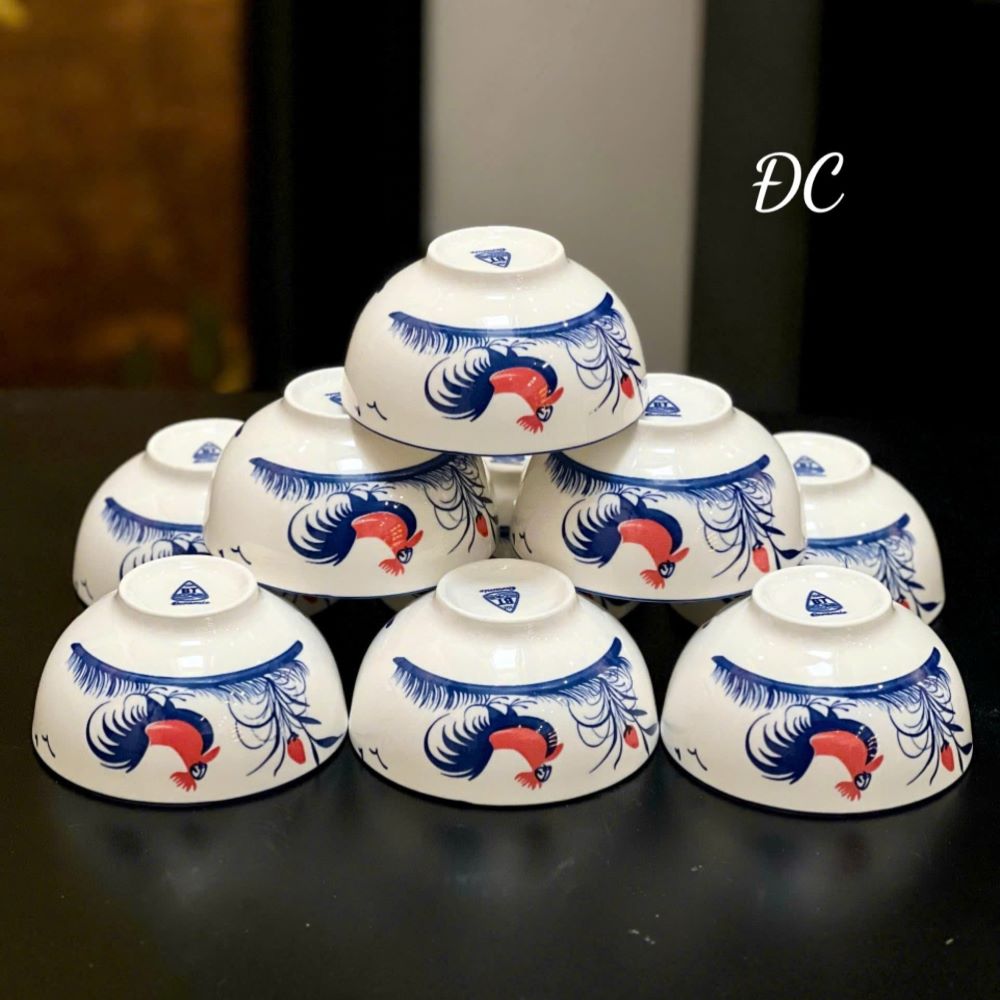 Bộ 10 cái chén sứ ăn cơm hình con gà size 4.5 DGS107