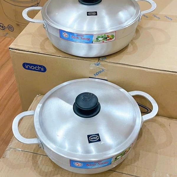 Bộ 2 nồi lẩu nhôm Kim Sang siêu dày size 24,26cm