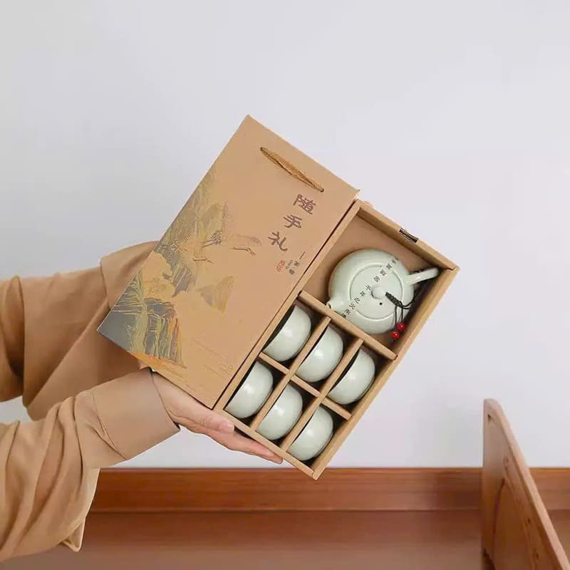 Bộ ấm trà sứ tráng men Kung Fu sang trọng